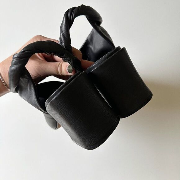 Sigerson Morrison Lenny Twisted Slingback Leather Sandals Black Women's 8.5 - Picture 8 of 13